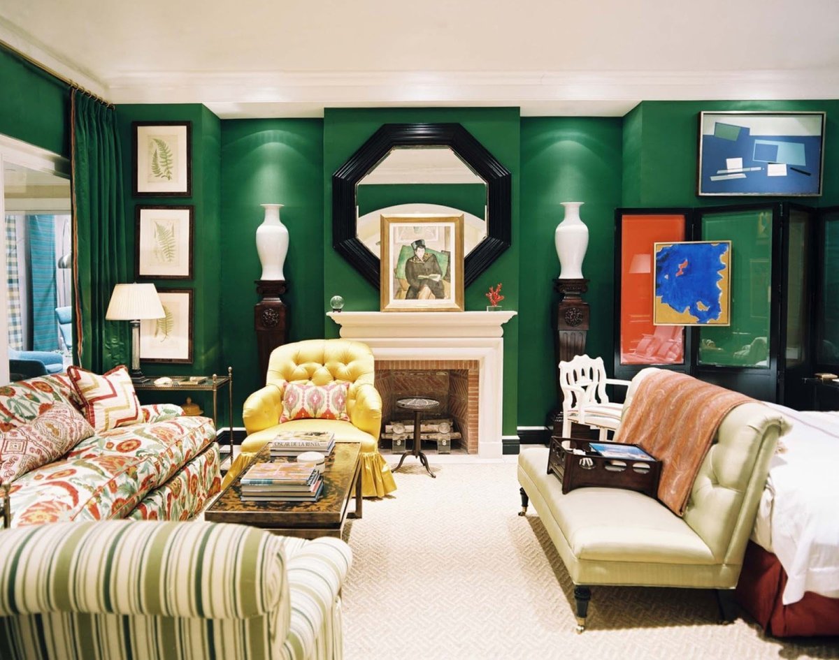 Зеленый цвет стен в интерьере