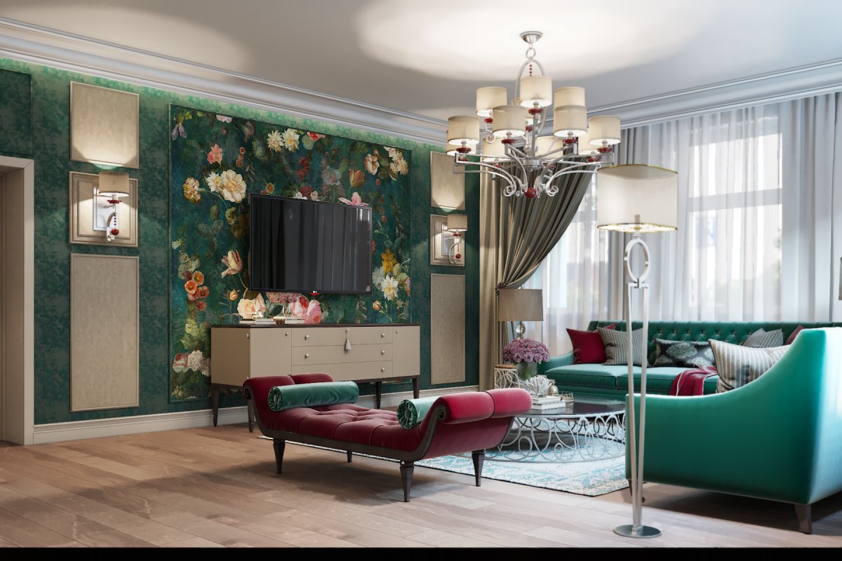 Изумрудный цвет в интерьере
