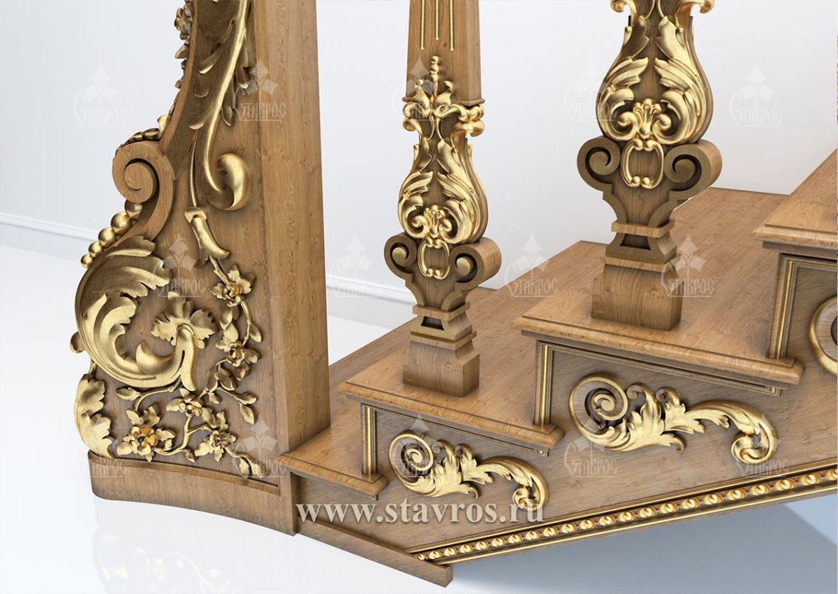 Ступенька из резного медного блока