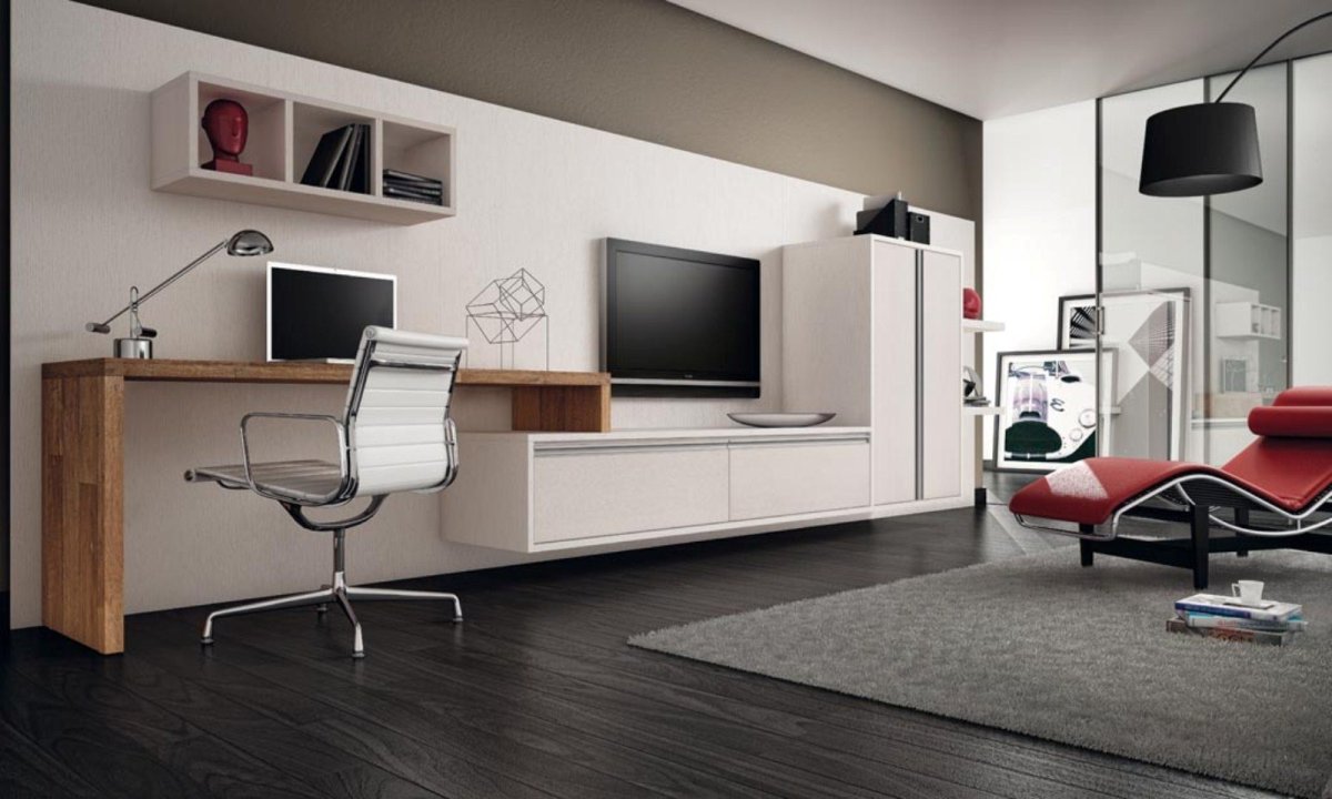 Шкаф в гостиную с рабочим местом