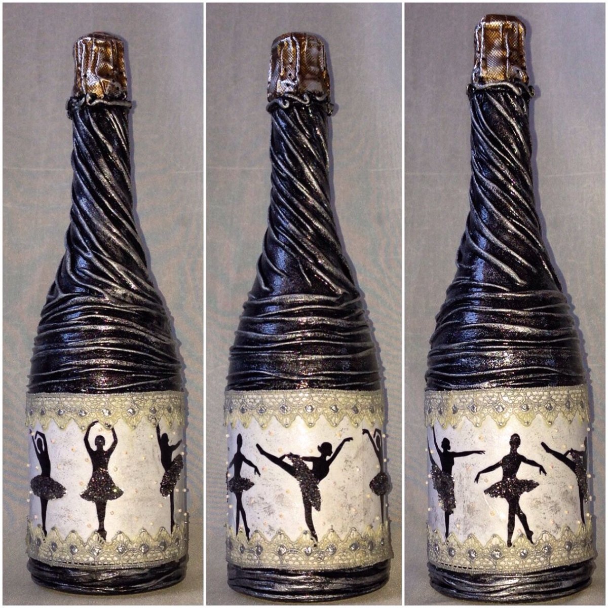 Фактурный декор бутылок