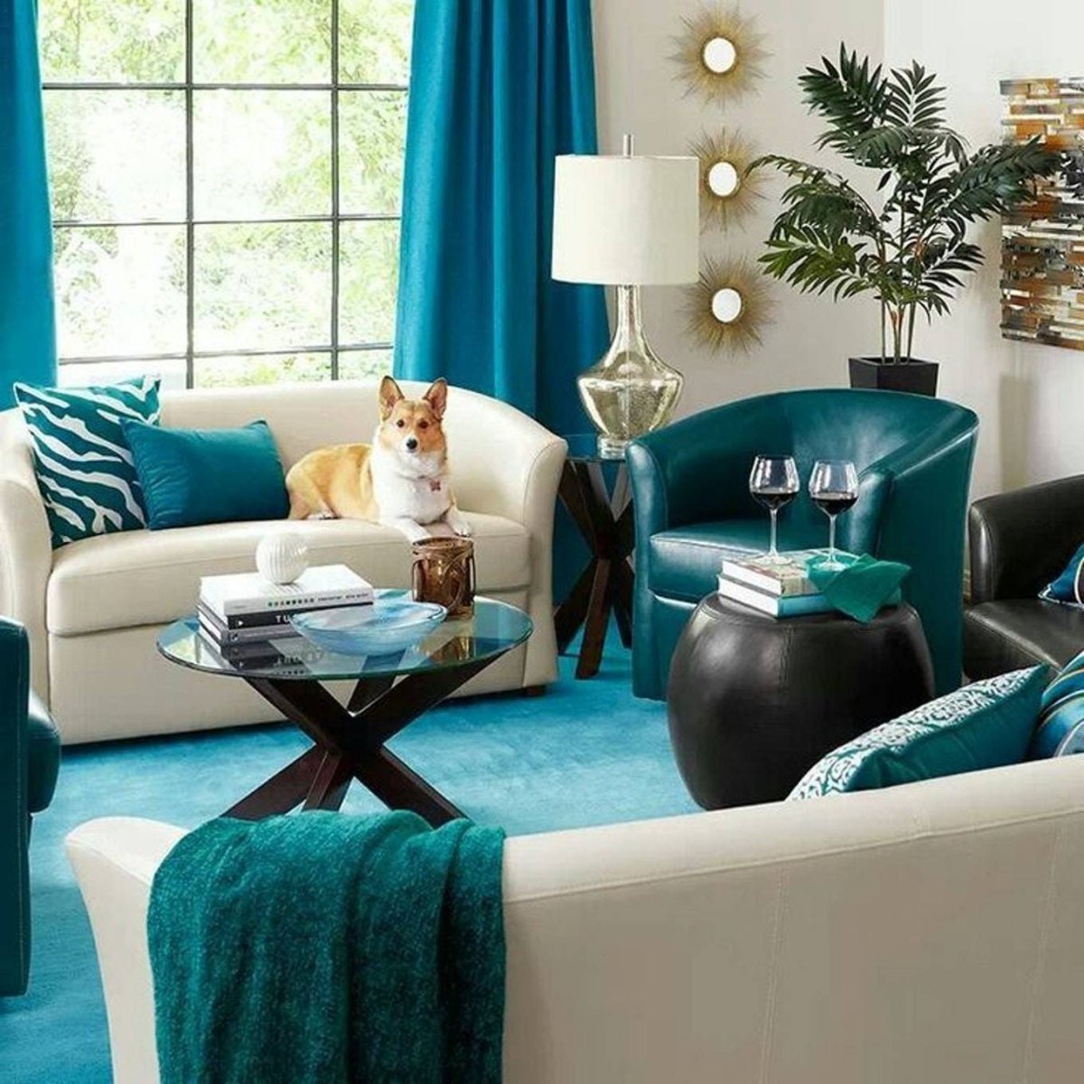 Интерьер в бирюзово серых тонах