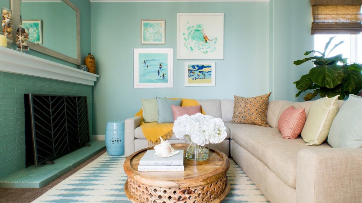 Гостиная в бирюзовом цвете