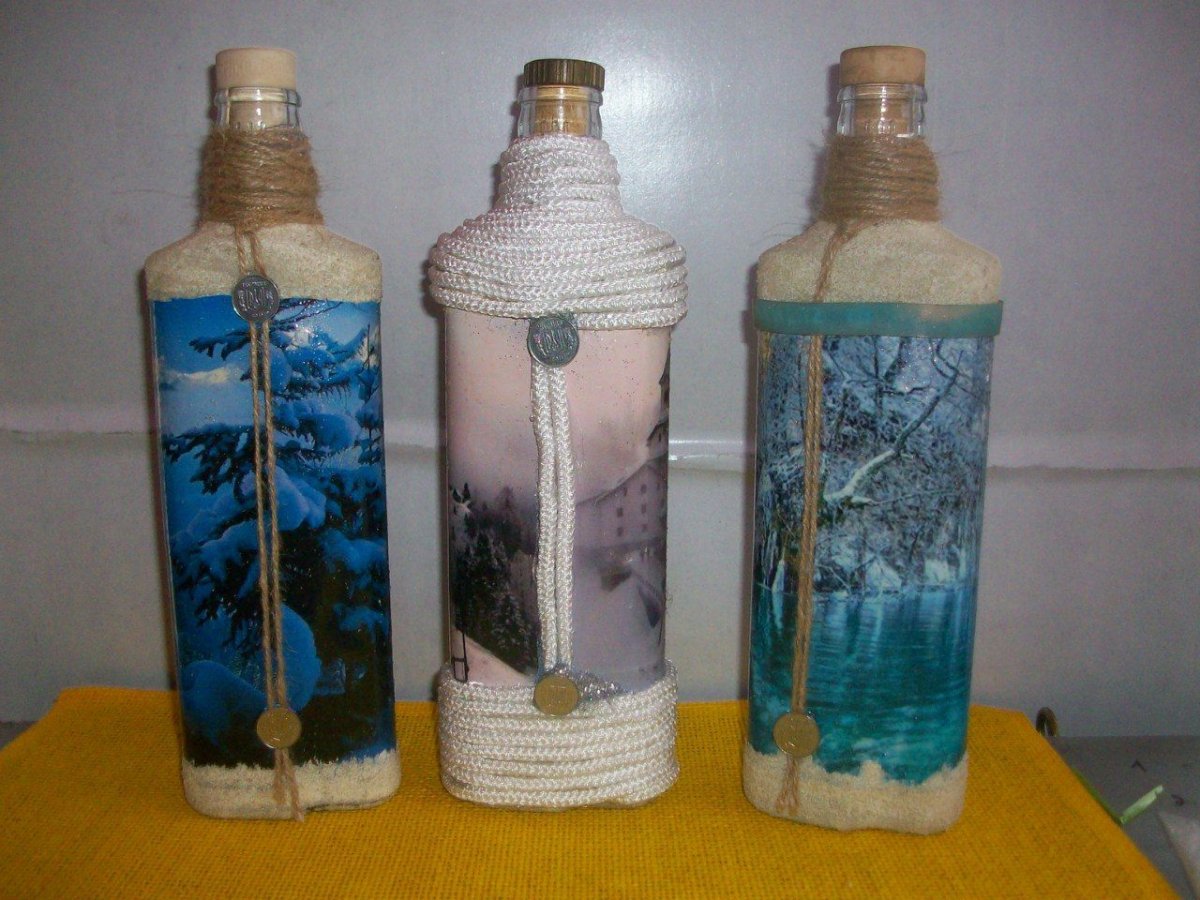 Декор бутылок в разных стилях