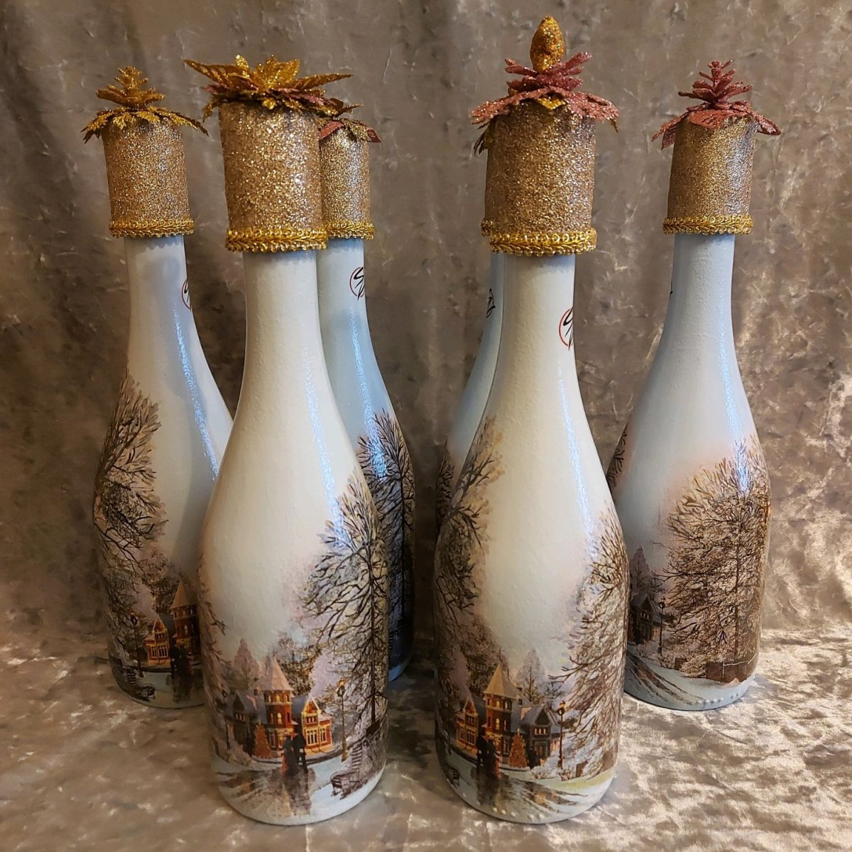 Зимние картинки для декорирования бутылок или банок