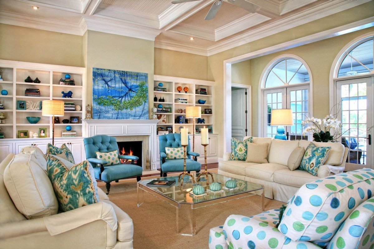 Комната в бежево голубых тонах