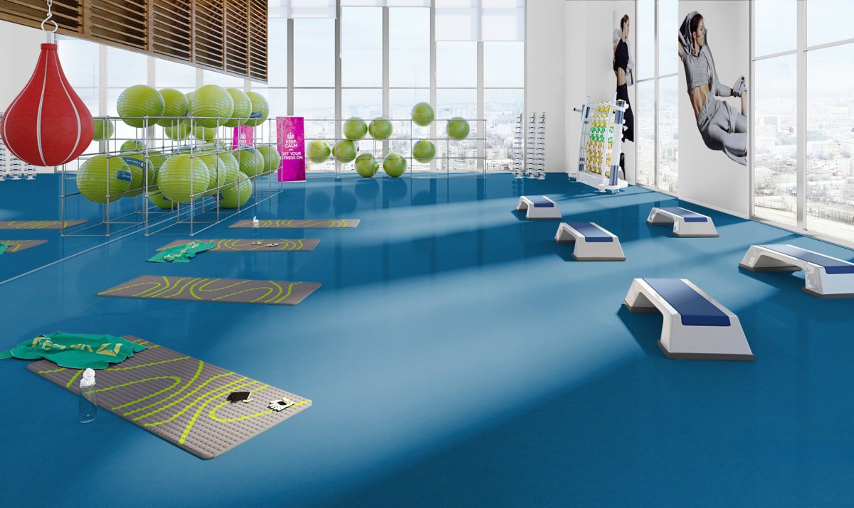 Резиновый пол для фитнеса