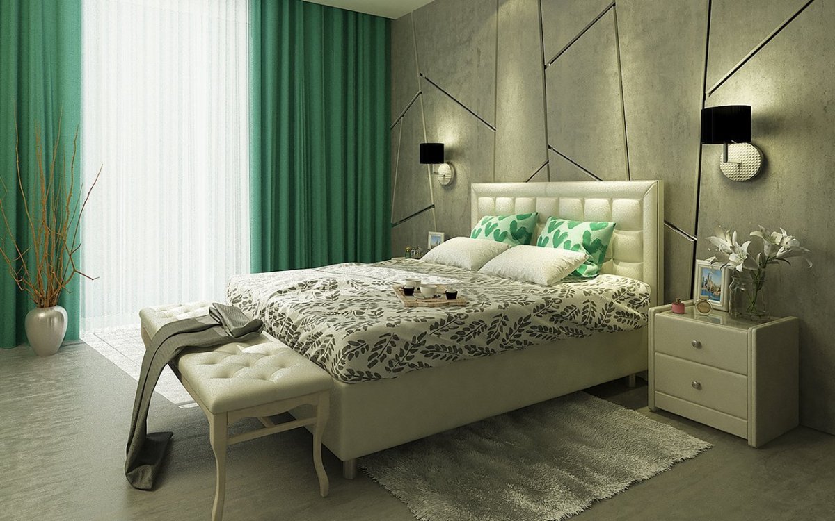 Спальня в зеленых тонах