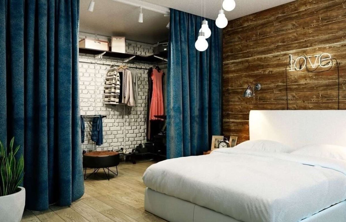 Спальня в стиле лофт 15м2