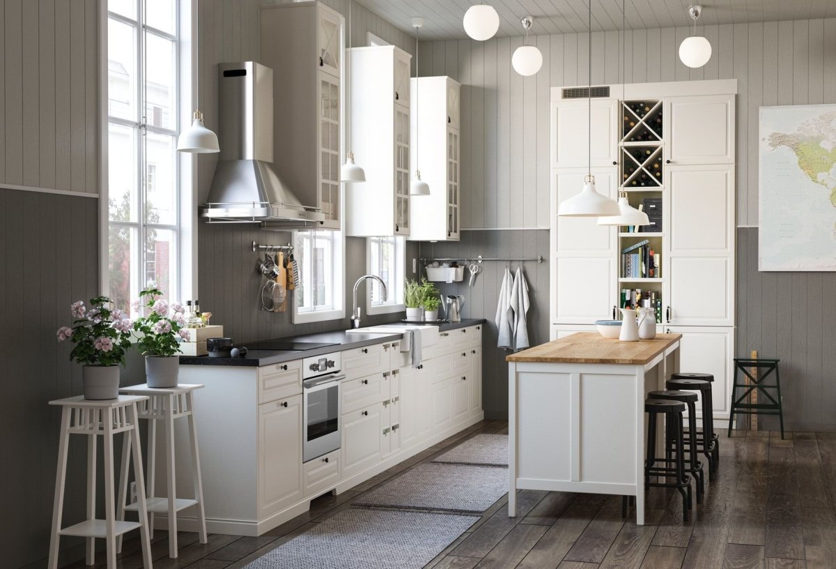 Кухни Будбин серая икеа 2020