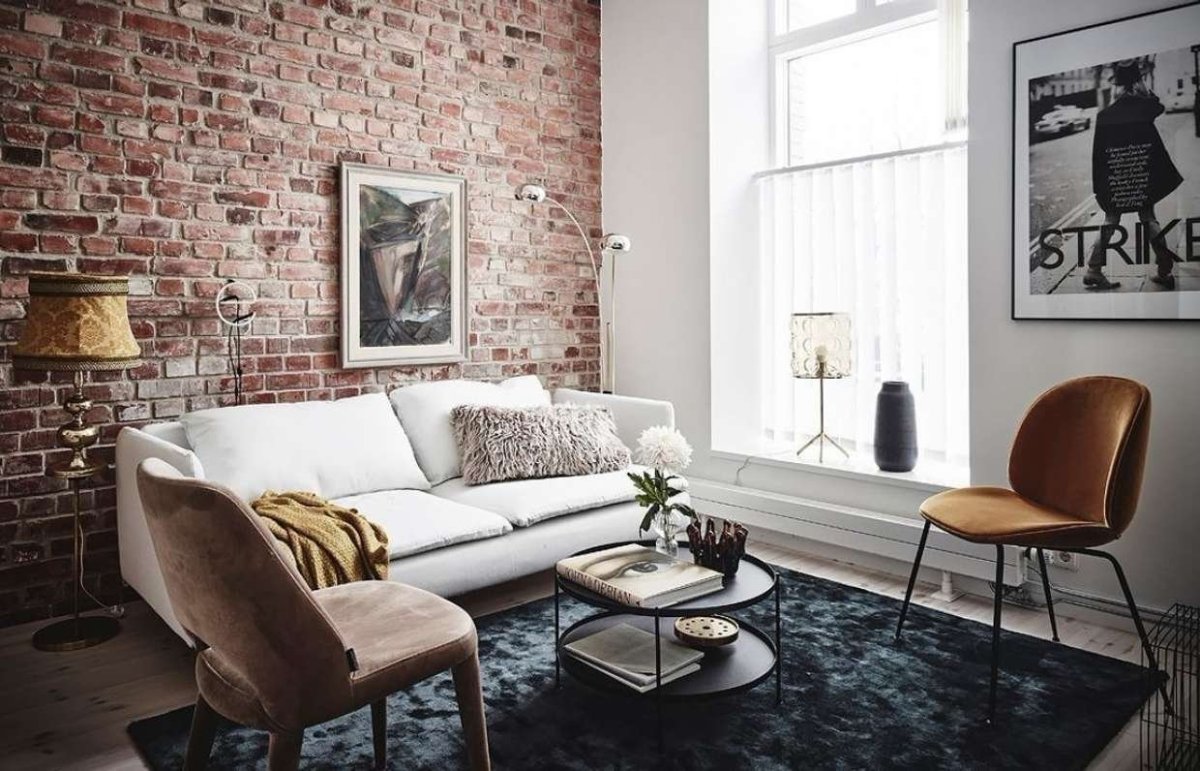 Крашеный кирпич в интерьере