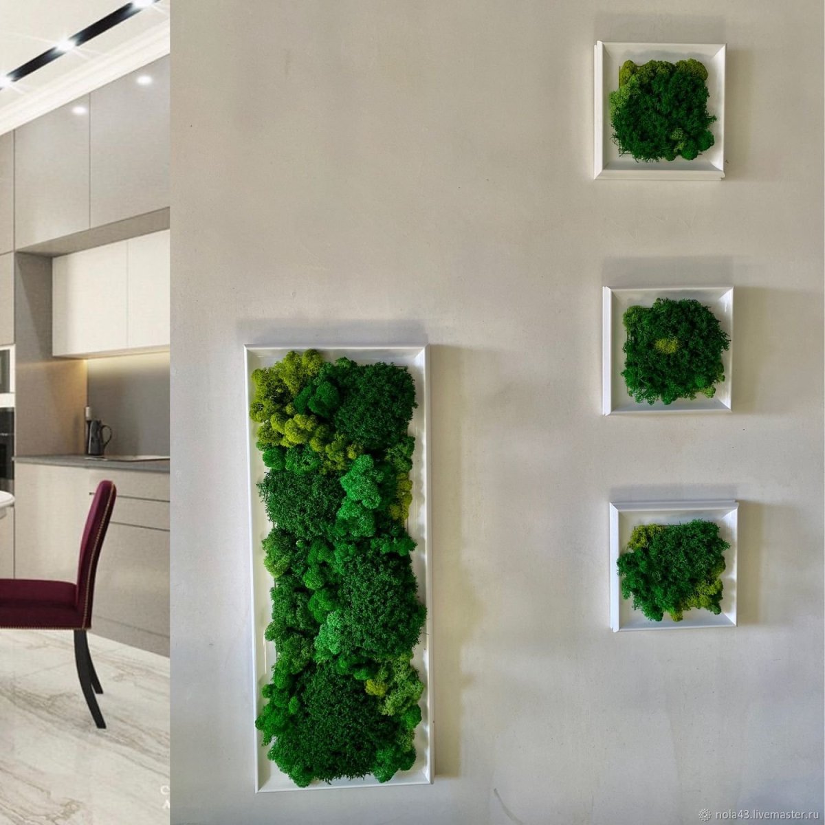 Панно из стабилизированного мха и плитки