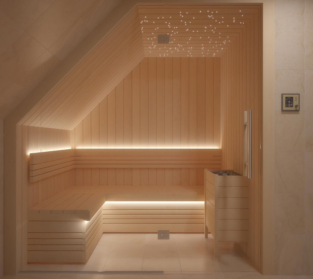 Подсветка потолка в сауне