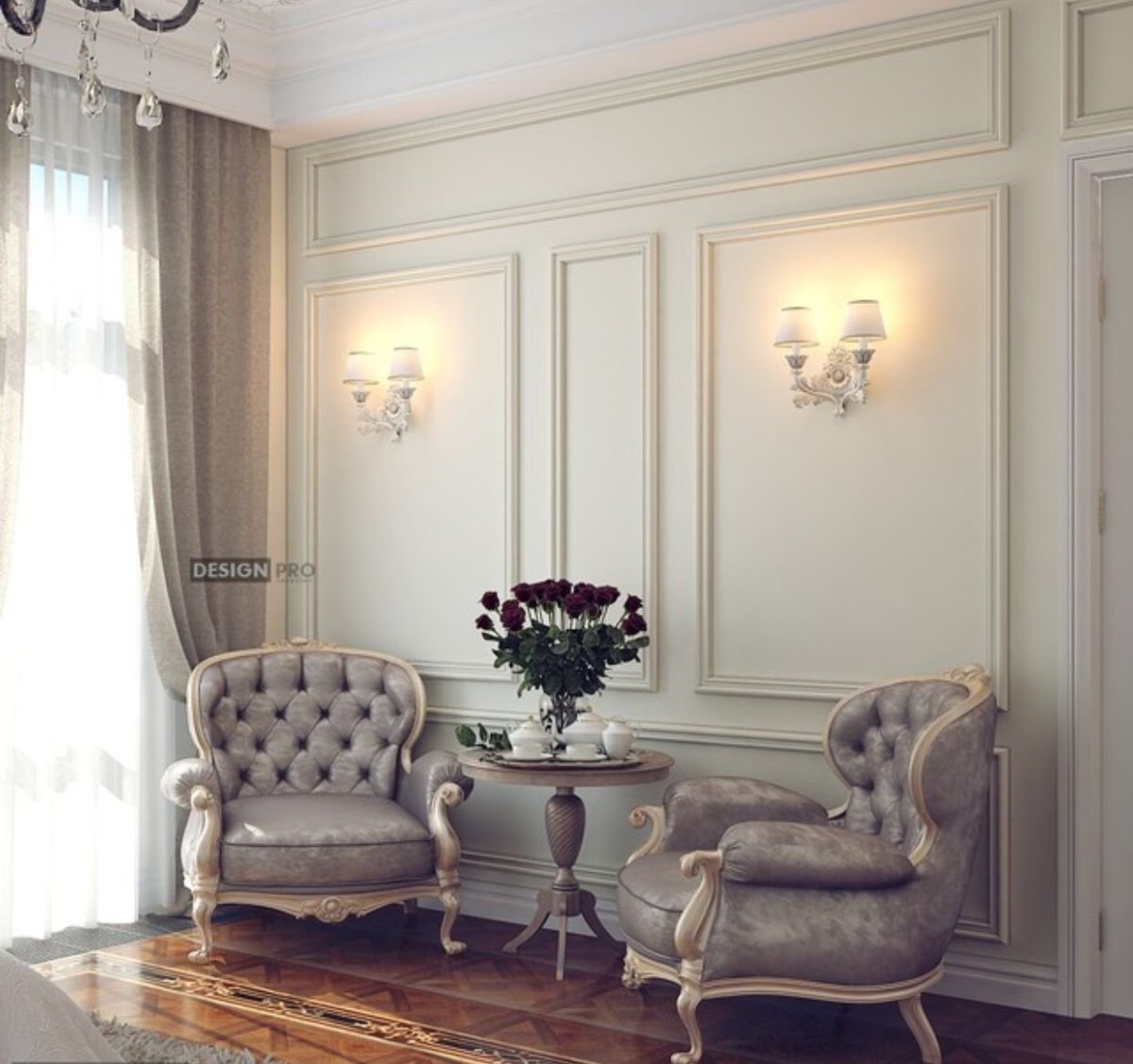 Молдинги на стенах в интерьере