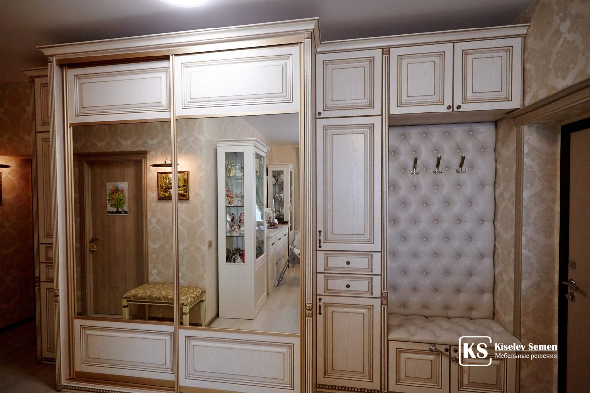 Шкаф прихожая "Неоклассика" цвет патина