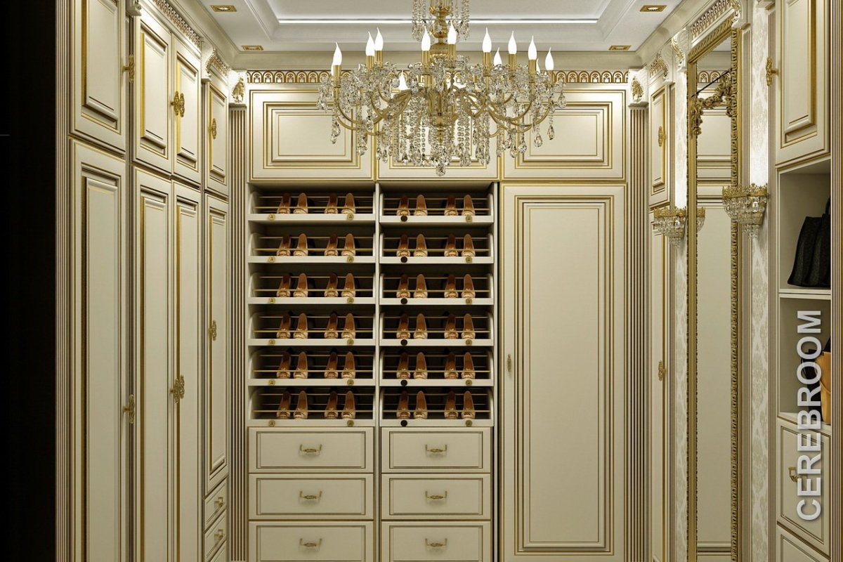 Шкаф четырехстворчатый распашной классика белый с патиной