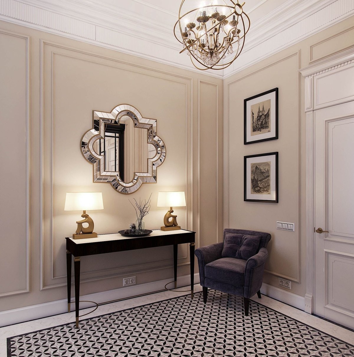 Молдинги в интерьере Неоклассика