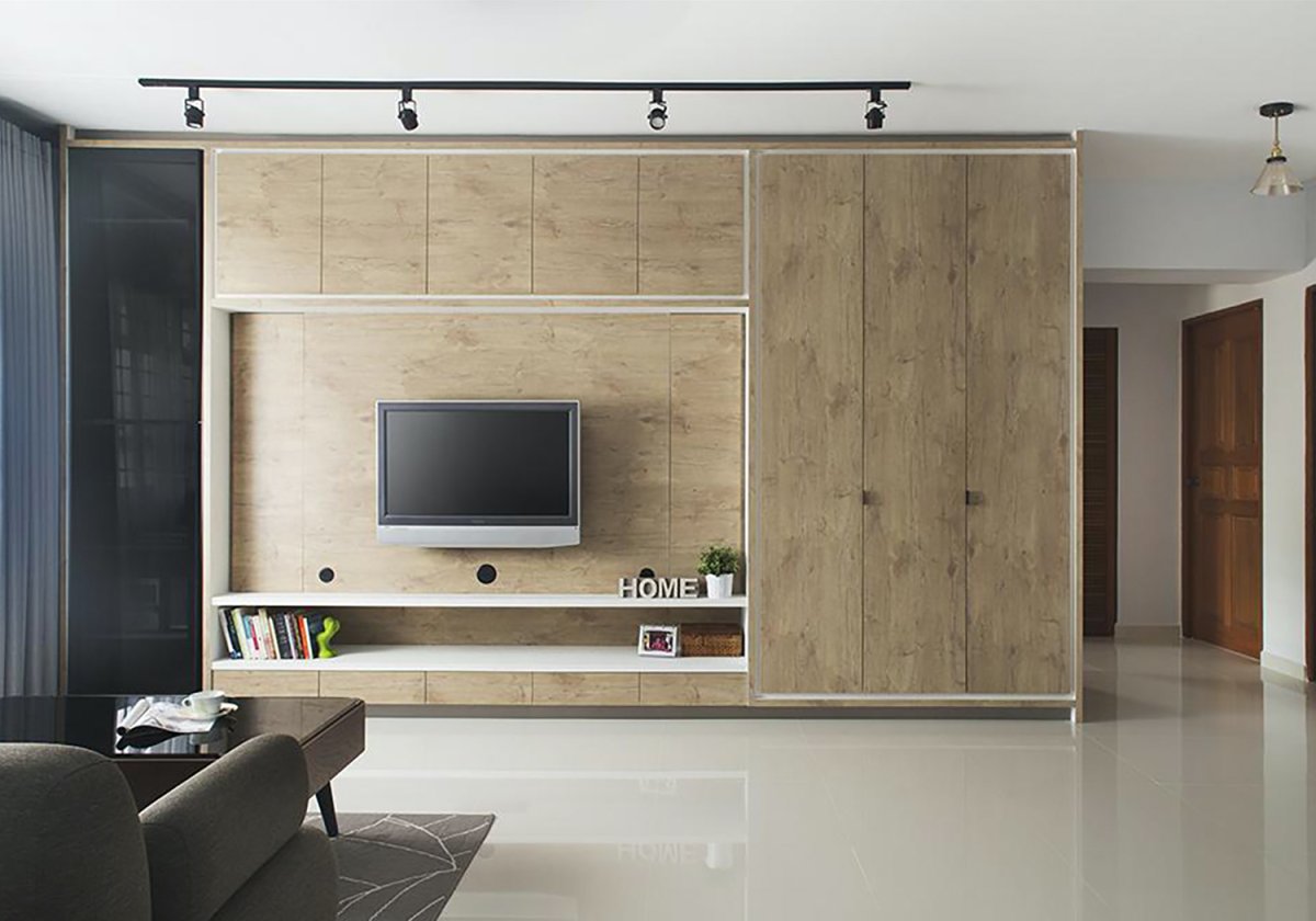 Стенка во всю стену с телевизором