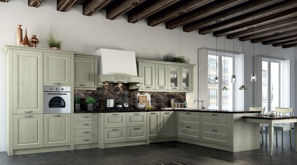 Цвет шалфей в интерьере кухни