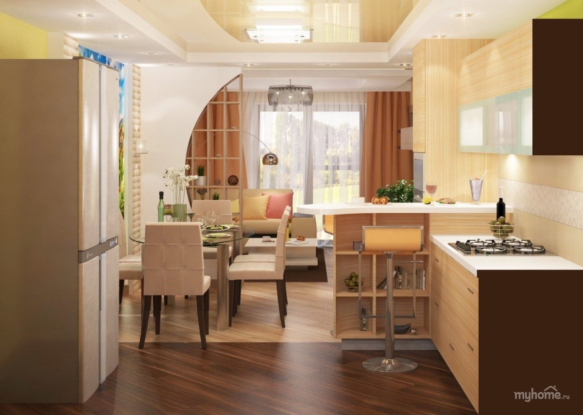 Планировка кухни с зоной отдыха