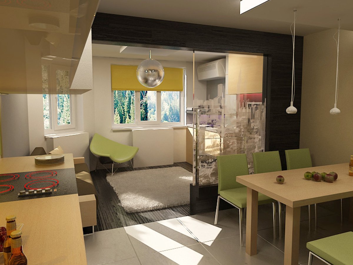 Зонирование кухни и столовой