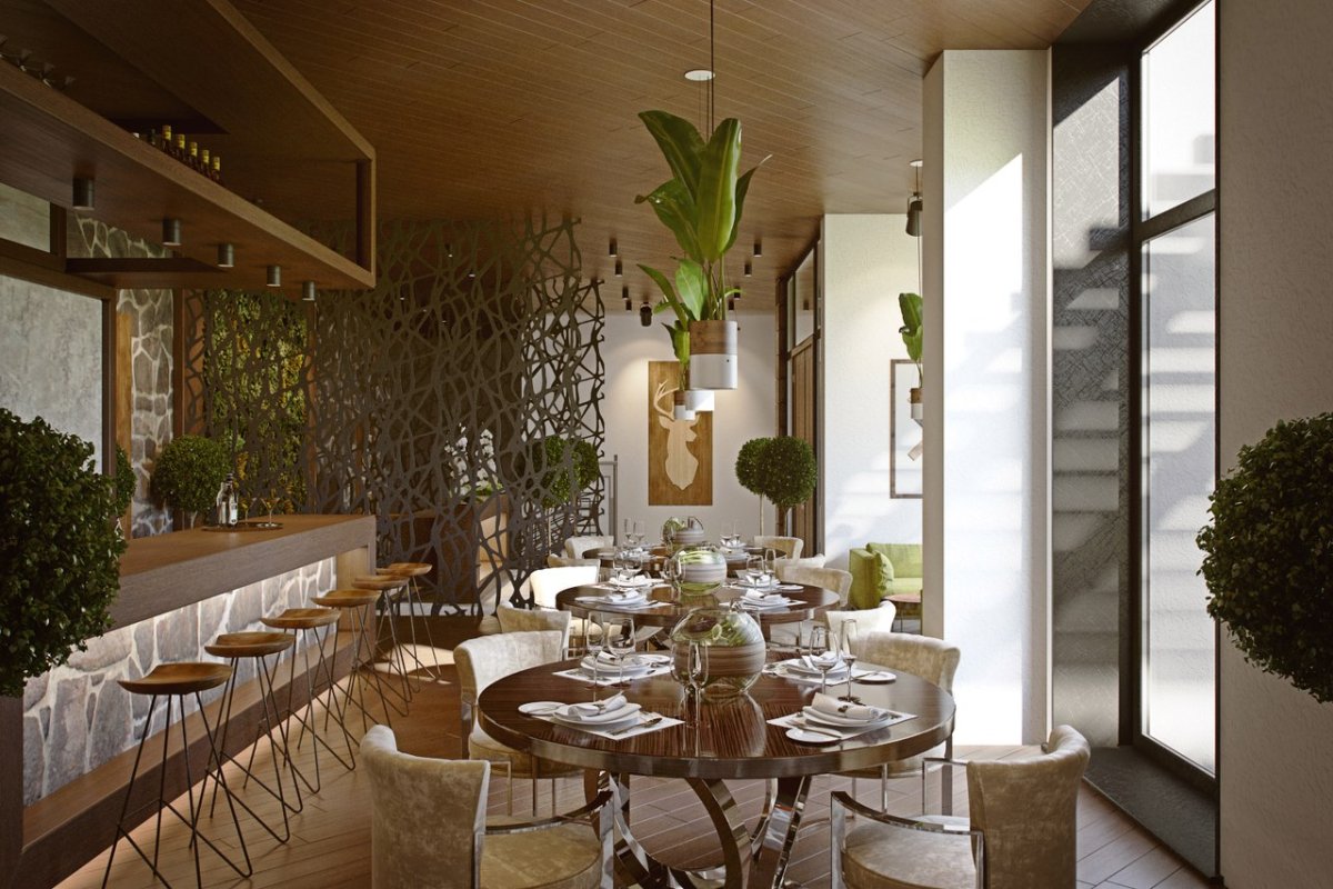 Кафе в эко стиле фасад