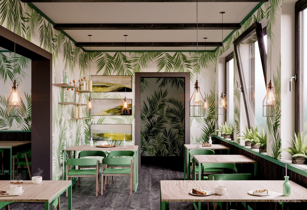 Экостиль в интерьере кафе