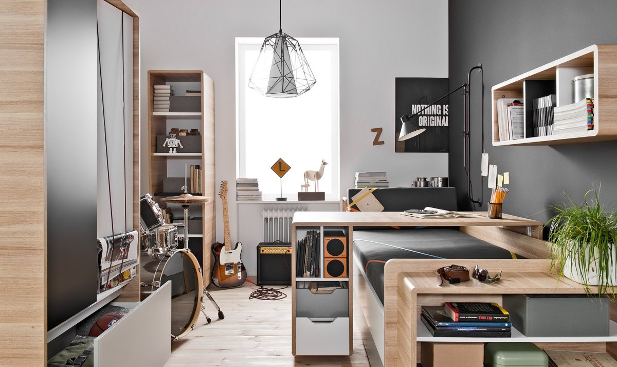 Комната в тёмно зелёных тонах для подростка