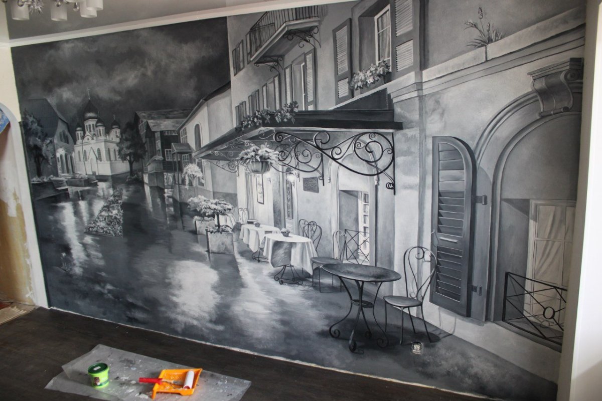 Роспись стен маркером в интерьере