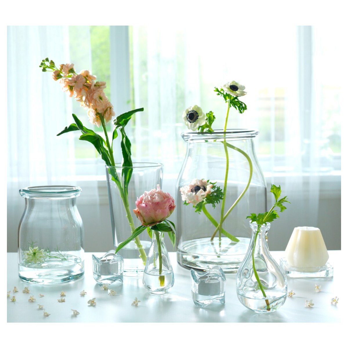 Стеклянная ваза Андромеда голубая d13