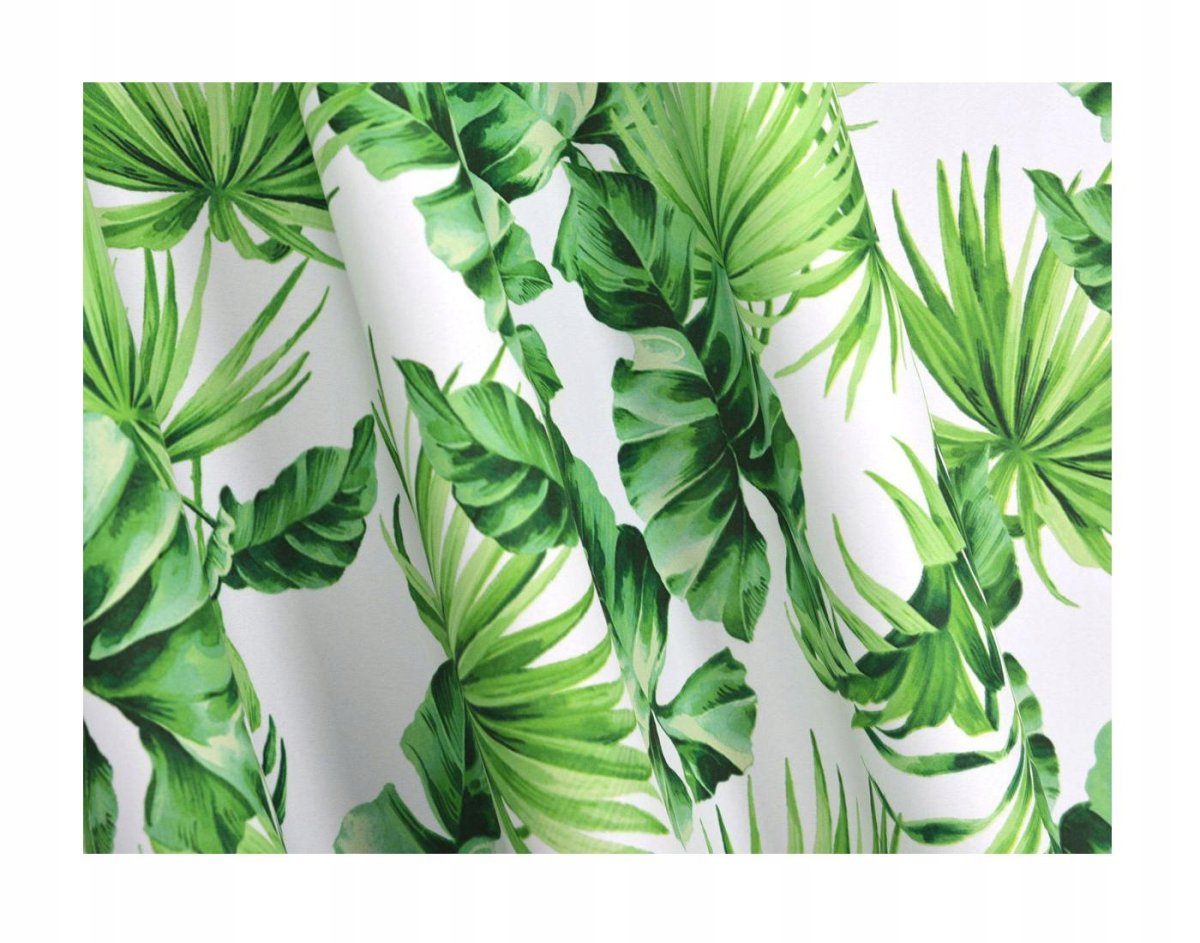 Тюль с зелеными листьями