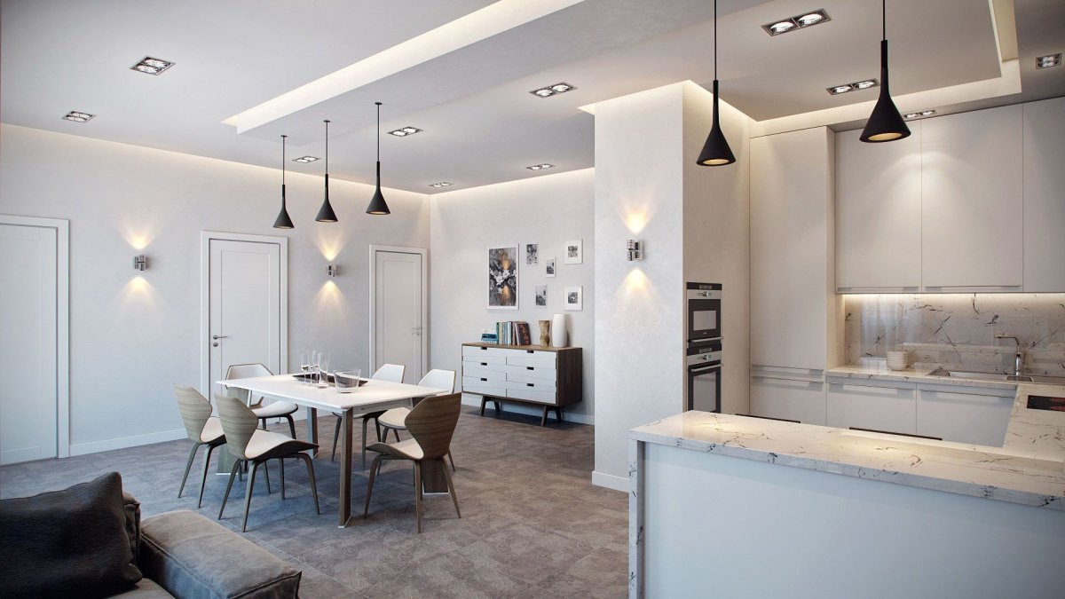 Светильники в интерьере однокомнатной квартиры