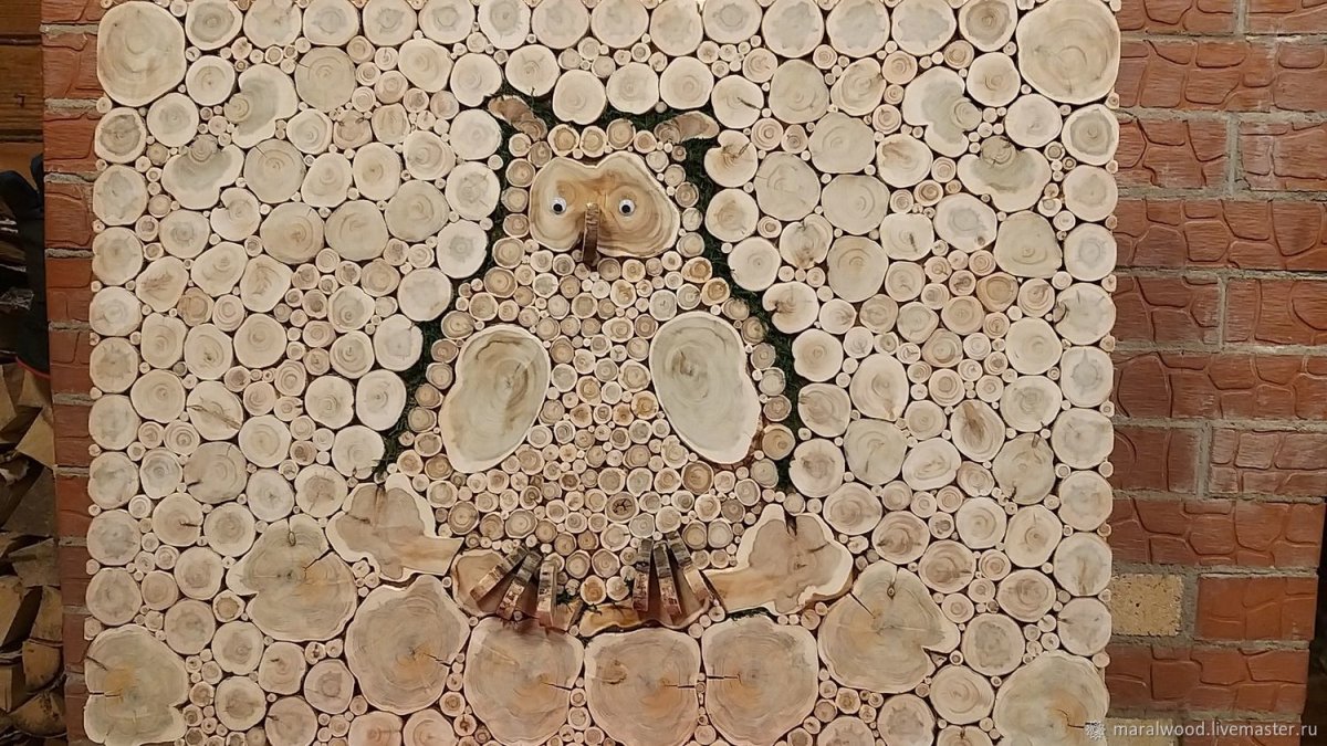 Отделка спилами дерева