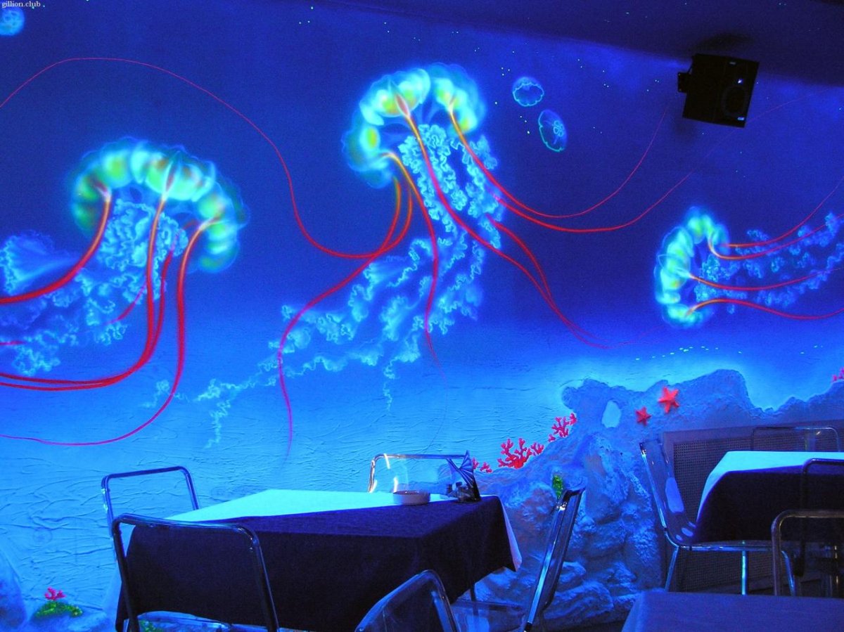 Флуоресцентная краска ночью