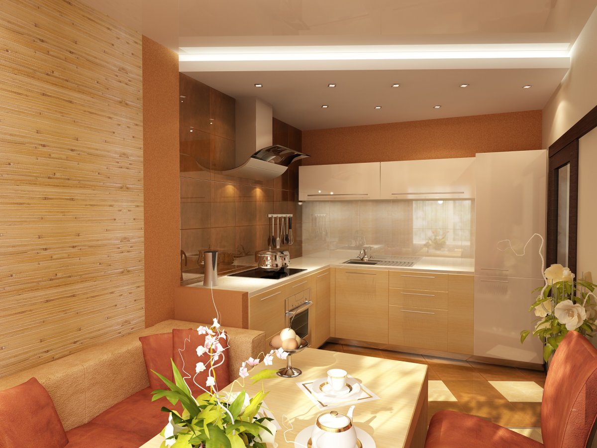 Отделка кухни бамбуком