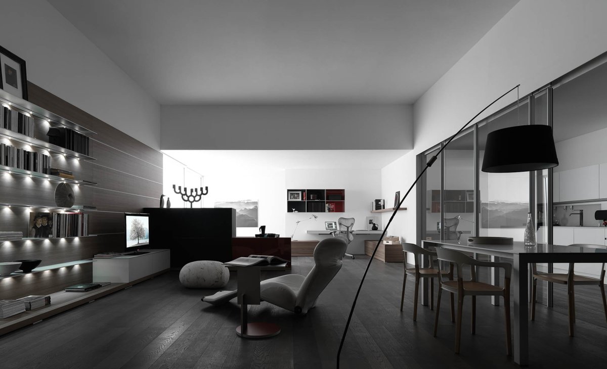 Черно белый Минимализм интерьер