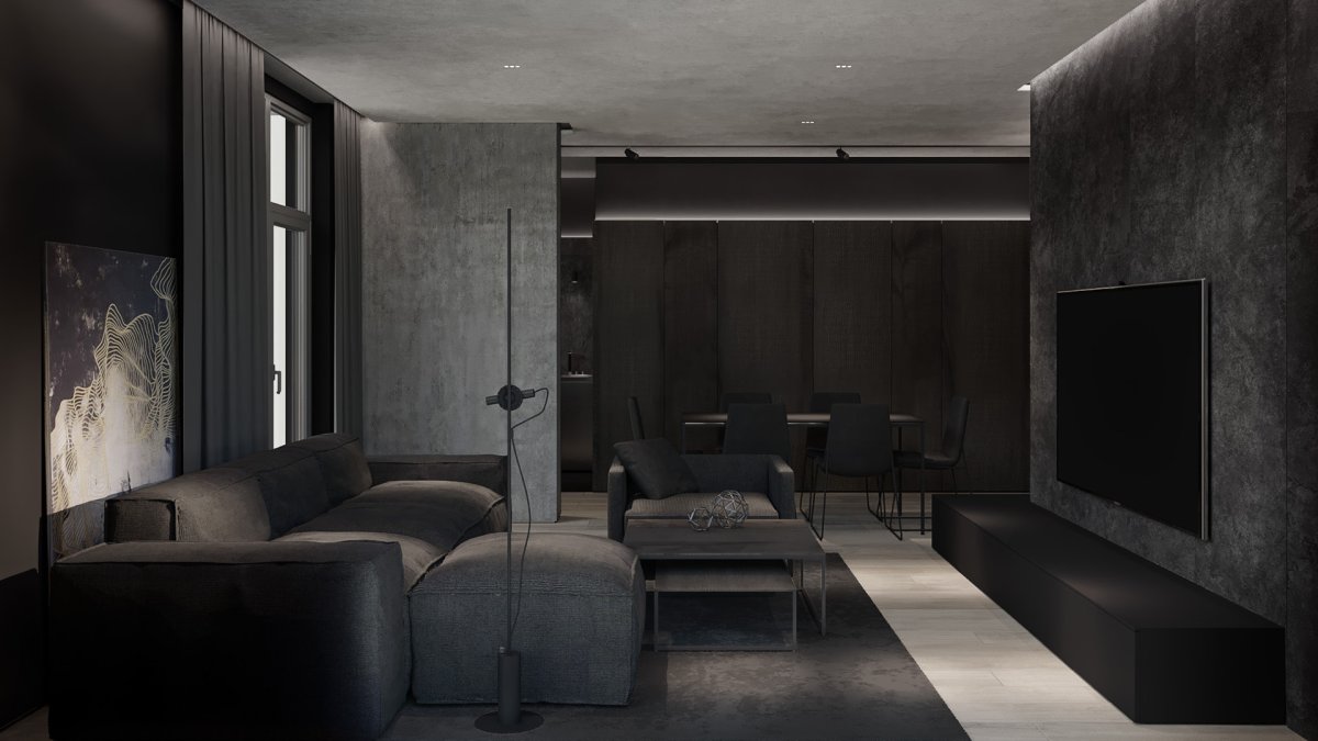 Черное стекло в интерьере квартиры