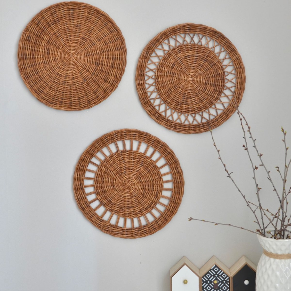 Африканские тарелки на стену плетеные