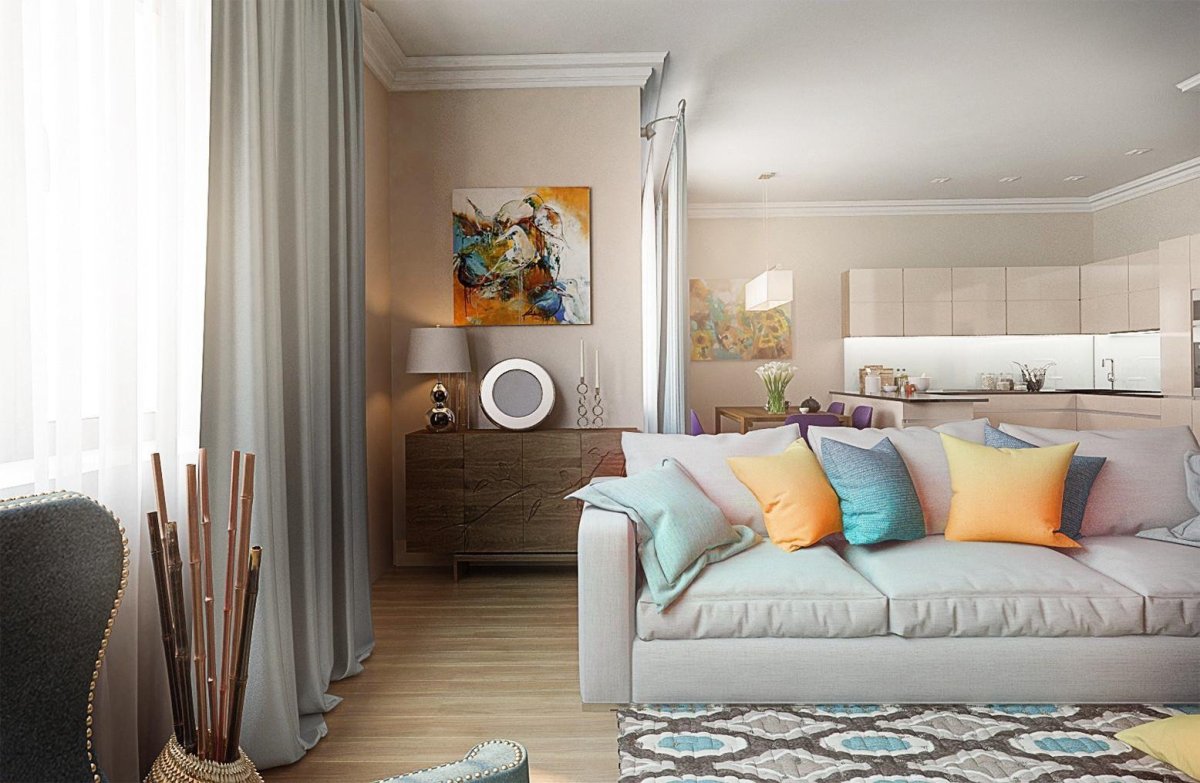 Гостиная с яркими акцентами