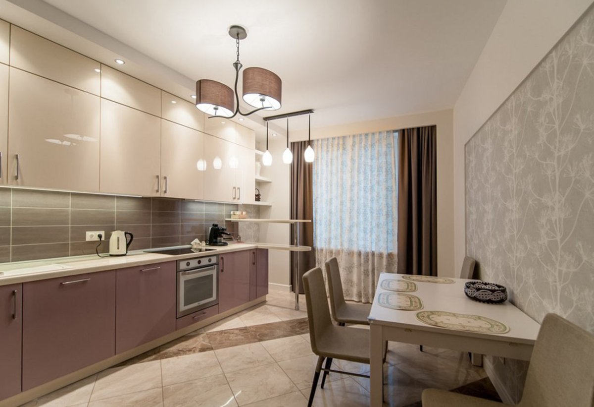 Перламутровые обои на кухню