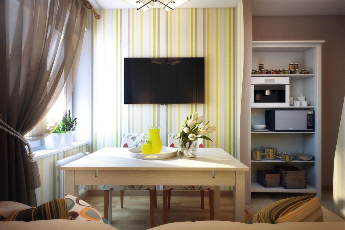 Телевизор на кухне над столом