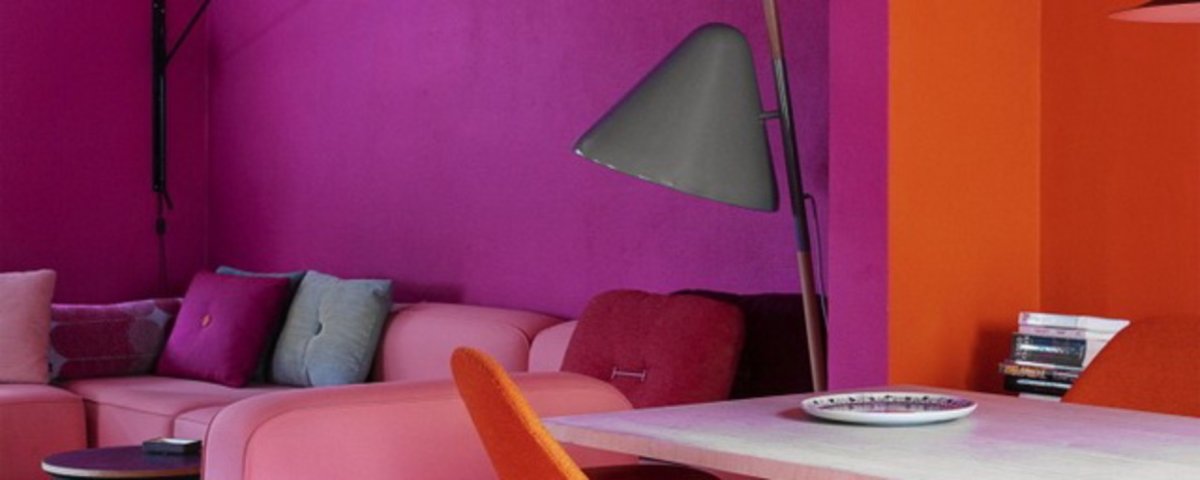 Лиловый и оранжевый в интерьере
