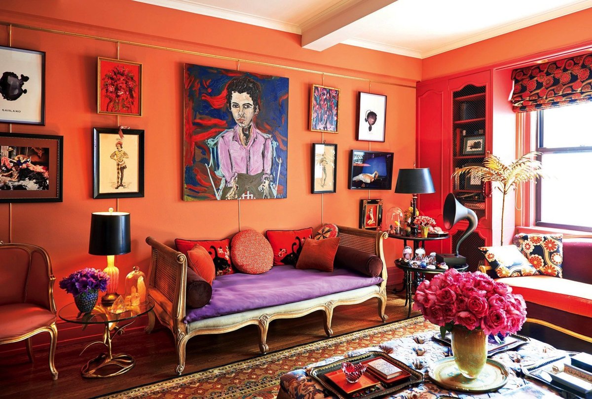 Сочетание сиреневого и зеленого в интерьере