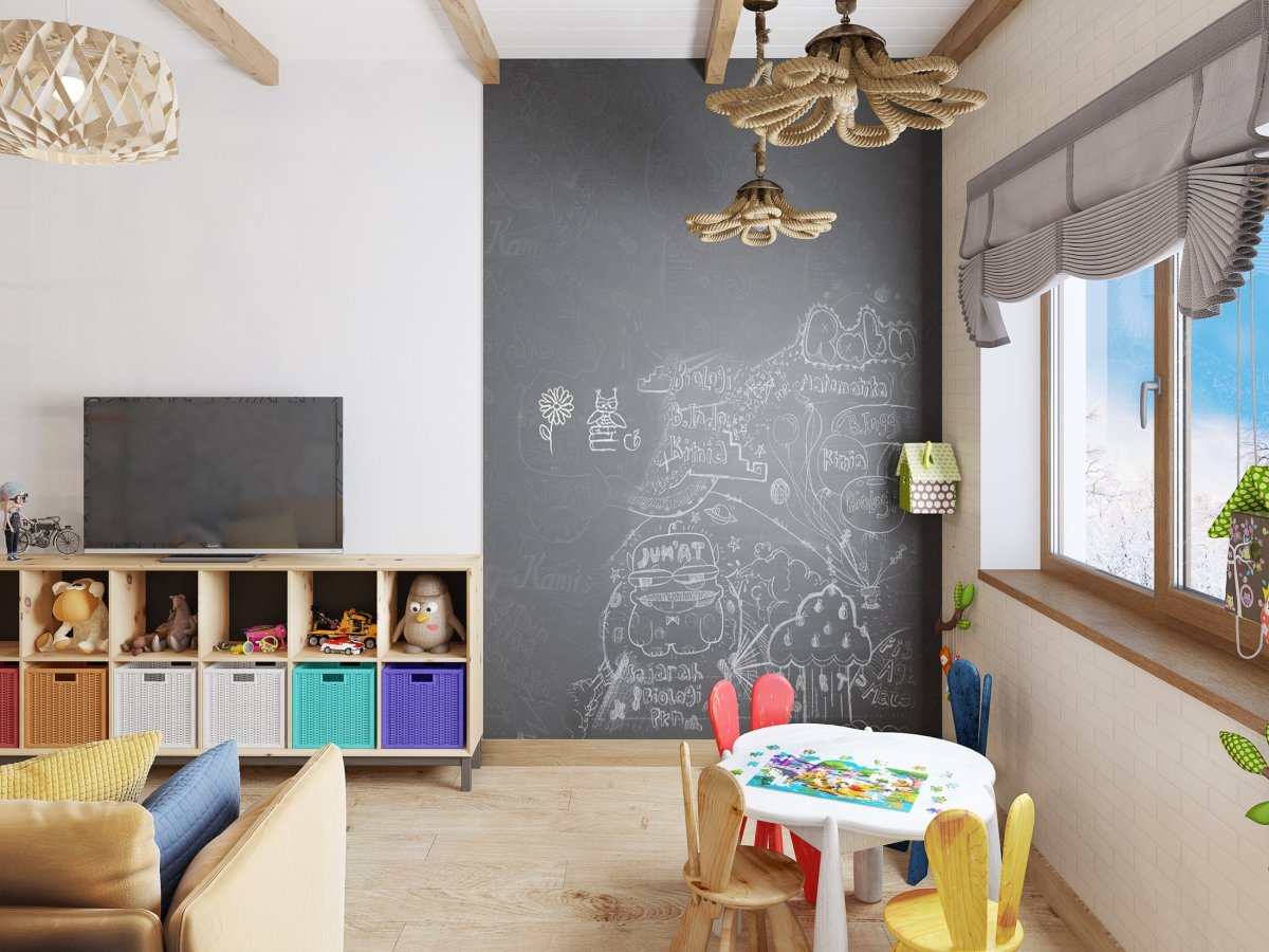 Меловая доска горы в детской