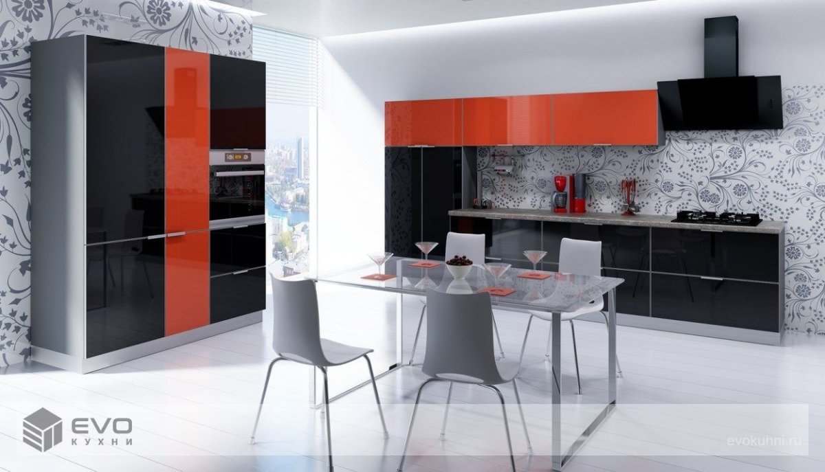 Кухня с зеркальными фасадами Неоклассика