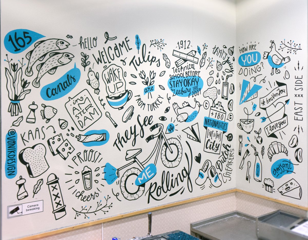 Разрисованные стены в школе