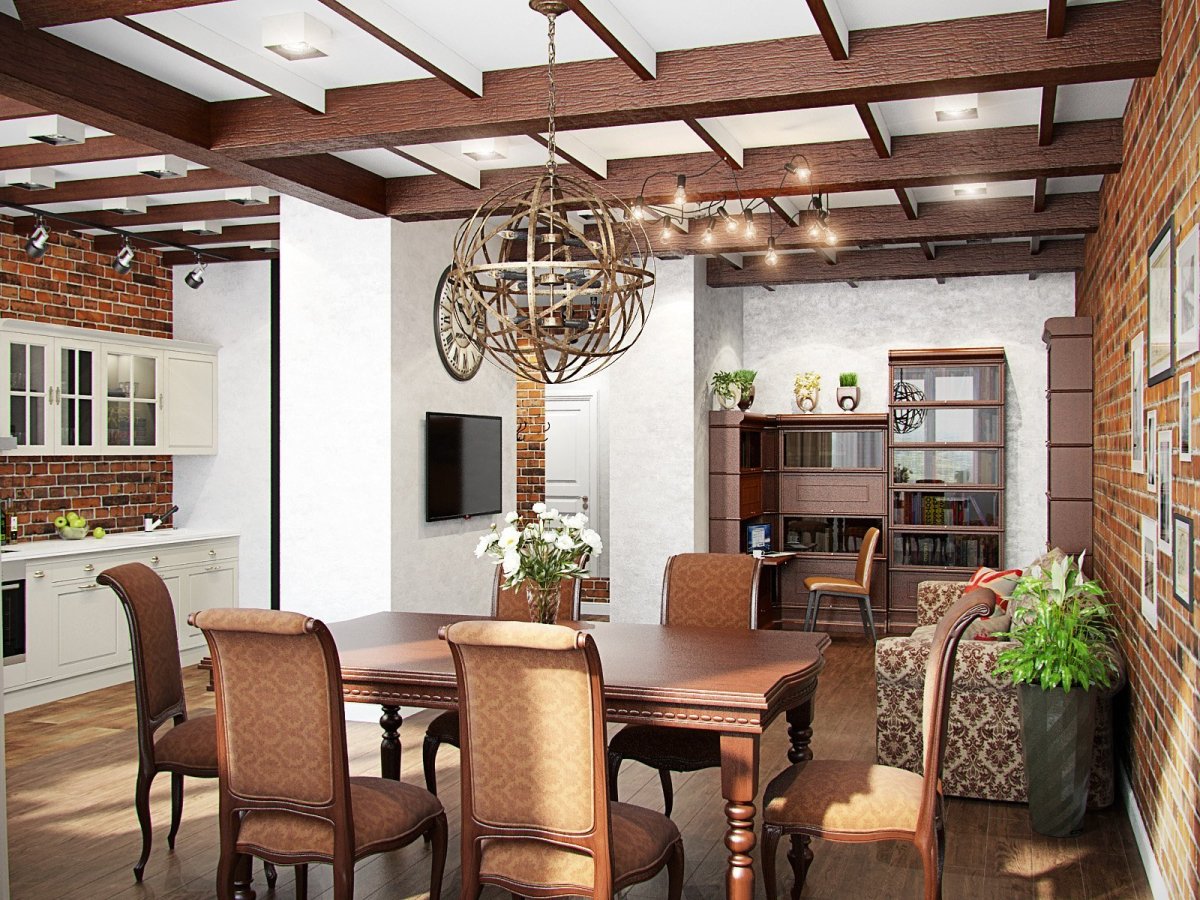 Двутавр металлический в интерьере гостиной