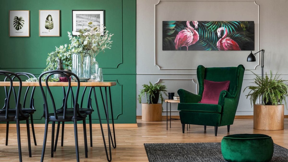 Сочетание изумрудного цвета в интерьере