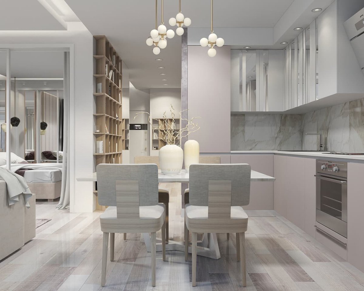 Кухня в светлых тонах в современном стиле