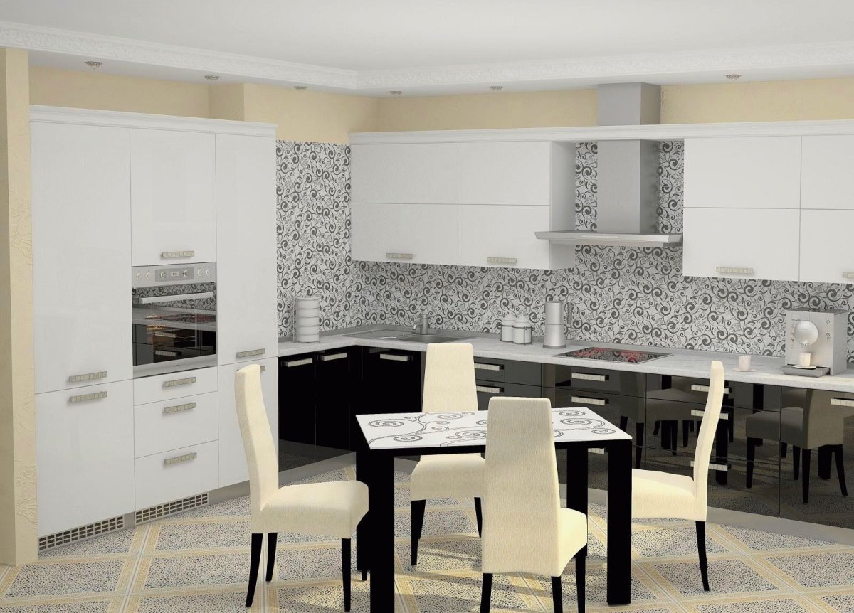 Кухня в черно белом цвете